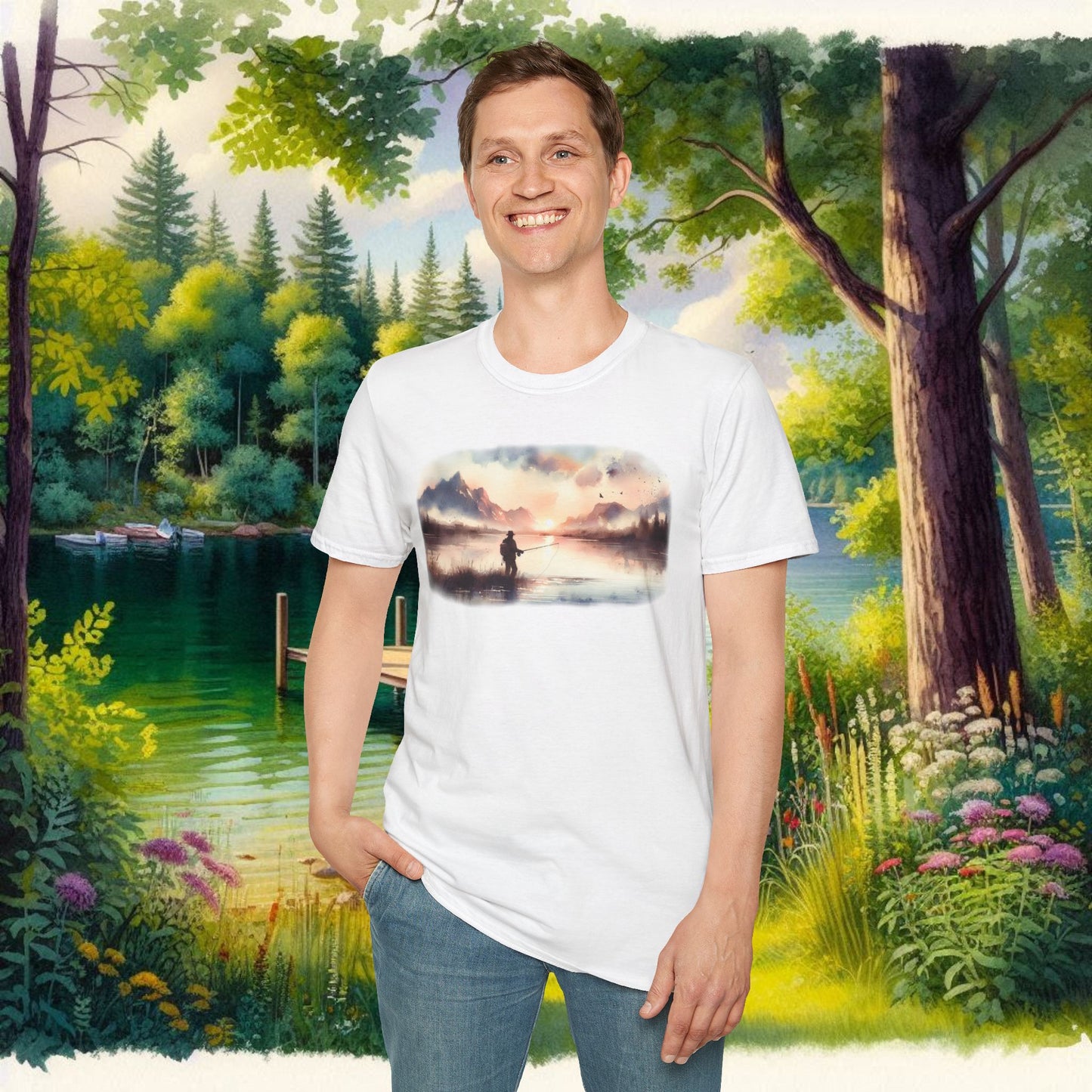 Alone Fishing Tee Unisex Softstyle T-Shirt