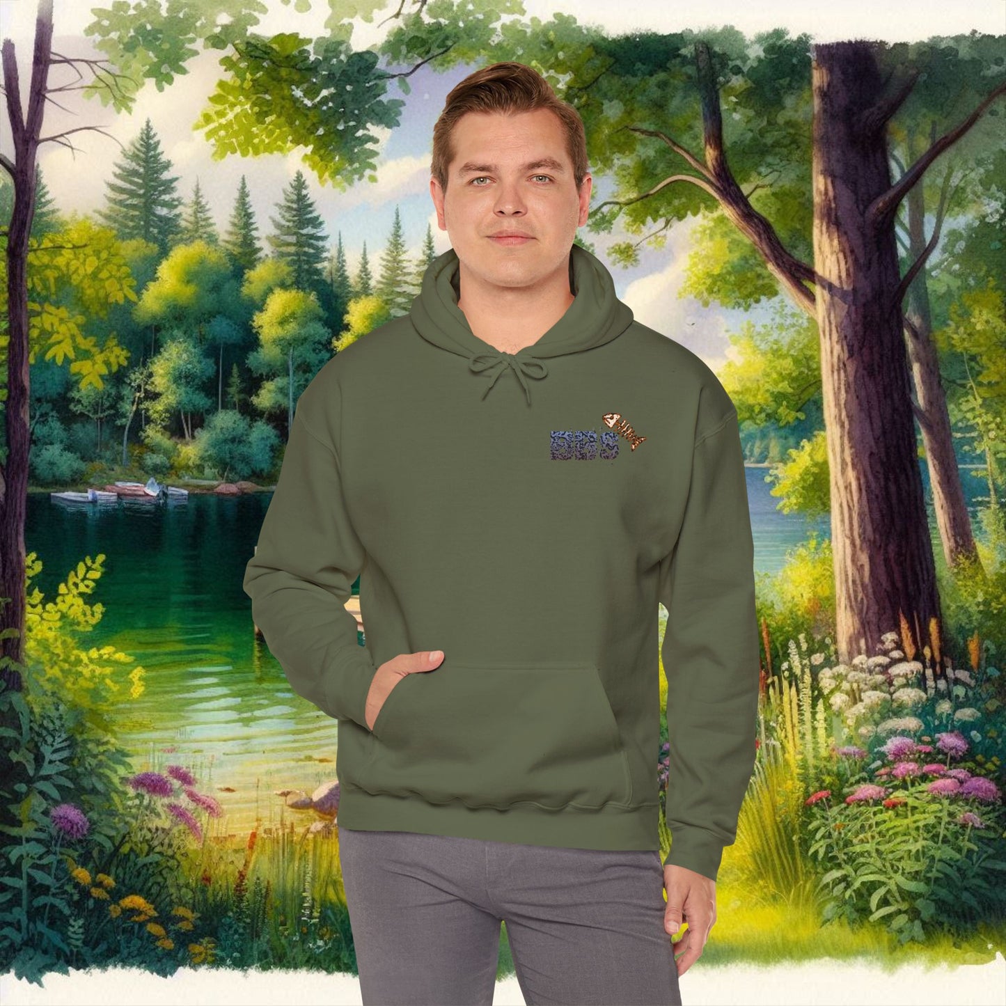 BBS Classic Hoodie Unisex Heavy Blend™ Hooded Sweatshirt with image on back
