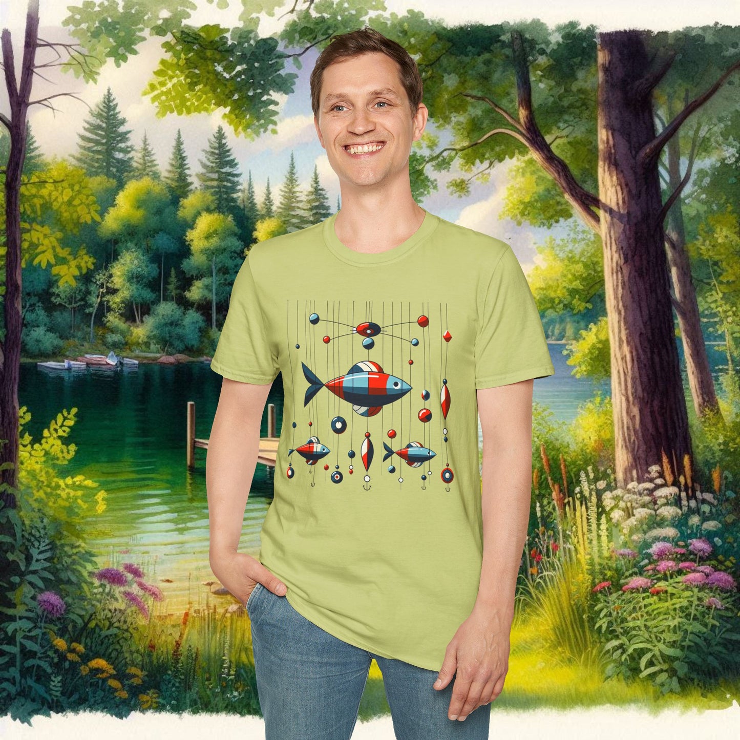 Mobile Fishing Unisex Softstyle T-Shirt