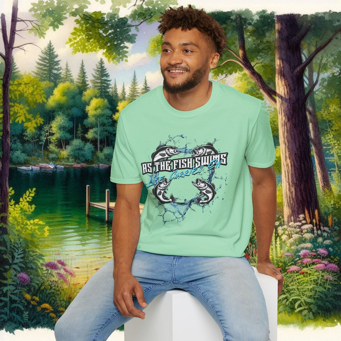 As the Fish Swims T-Shirt BBS Design