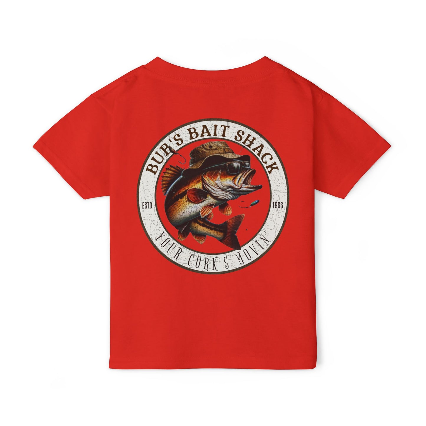 Bub's Bait Shack Heavy Cotton™ Toddler T-shirt with Back Image