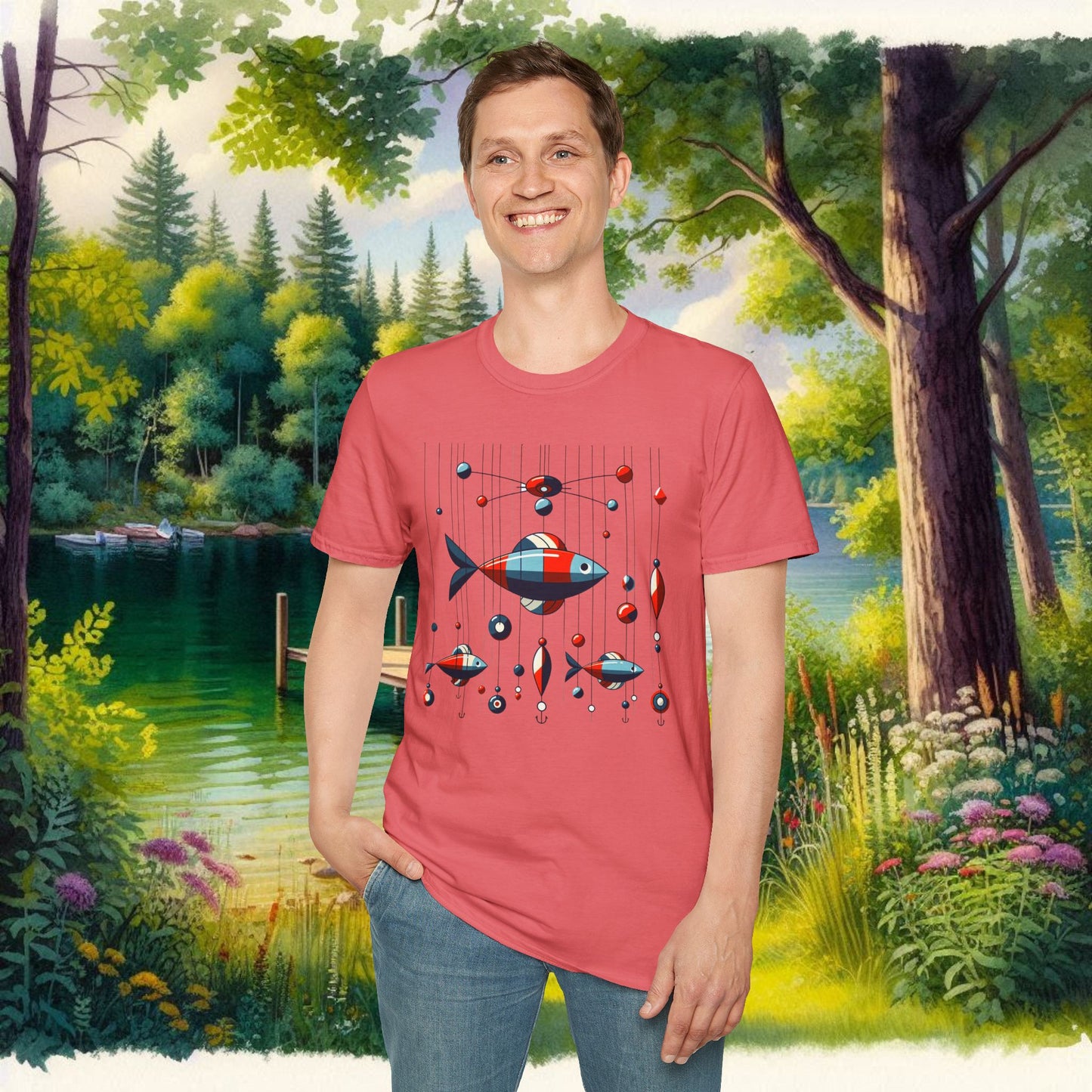Mobile Fishing Unisex Softstyle T-Shirt
