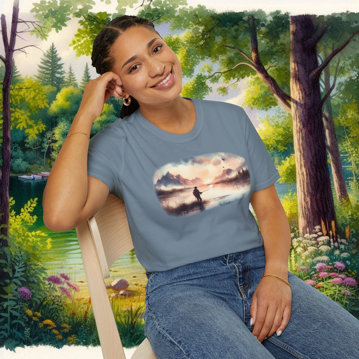 Alone Fishing Tee Unisex Softstyle T-Shirt