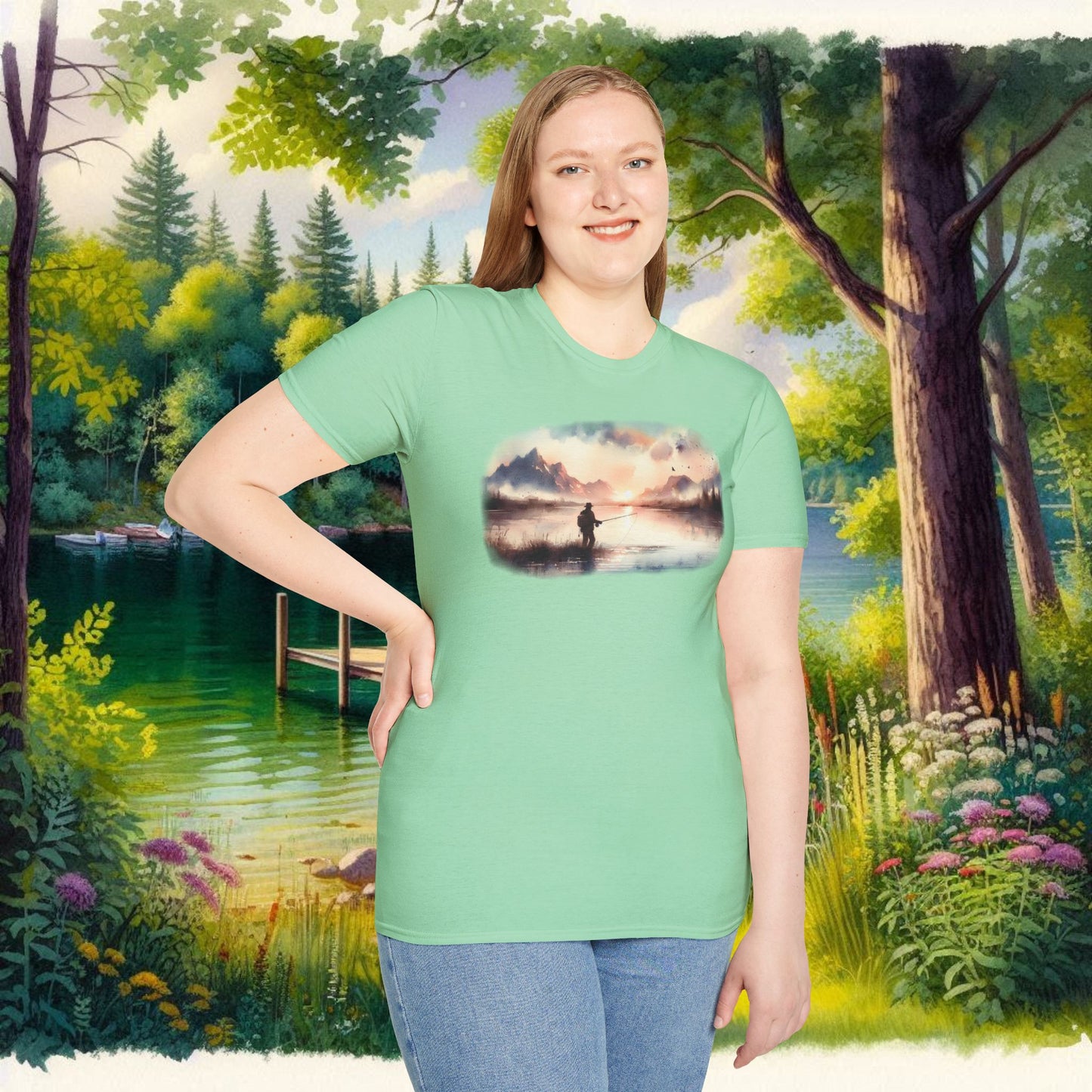 Alone Fishing Tee Unisex Softstyle T-Shirt