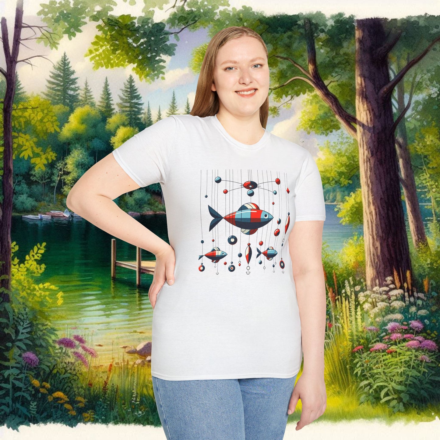 Mobile Fishing Unisex Softstyle T-Shirt