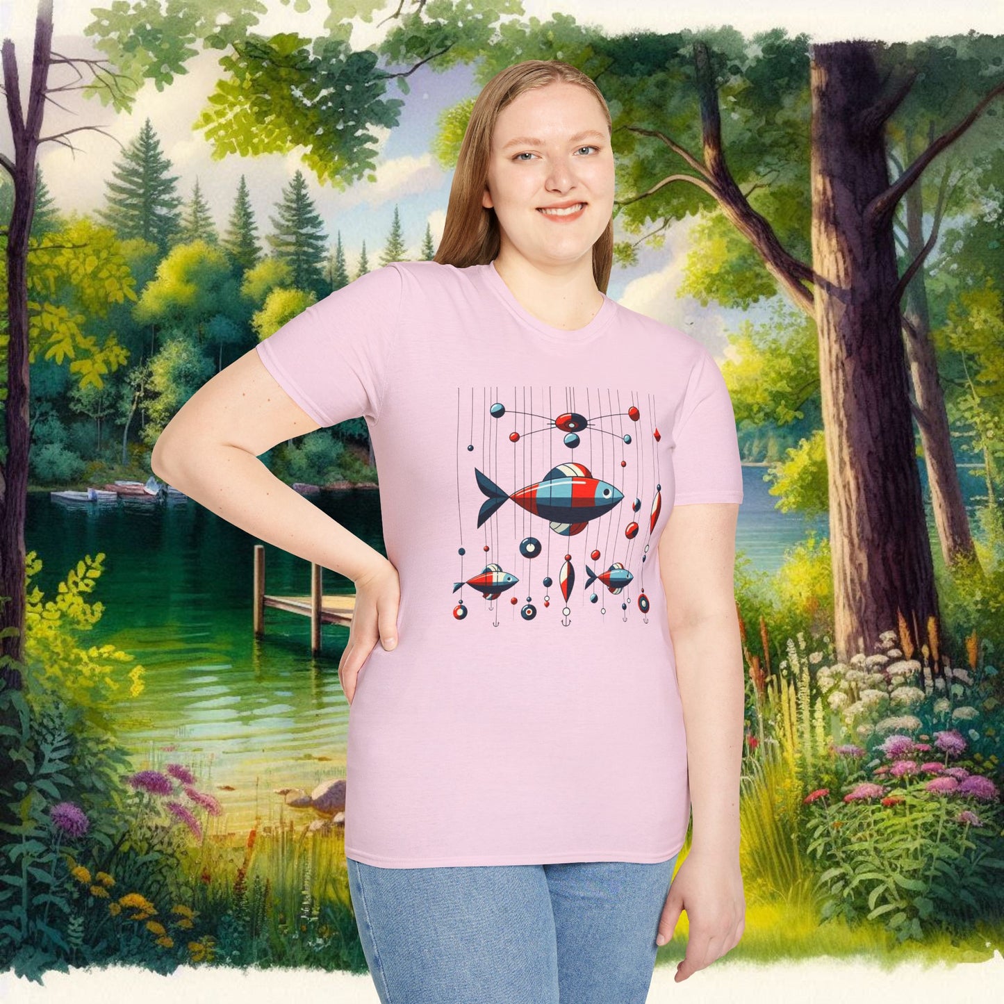 Mobile Fishing Unisex Softstyle T-Shirt