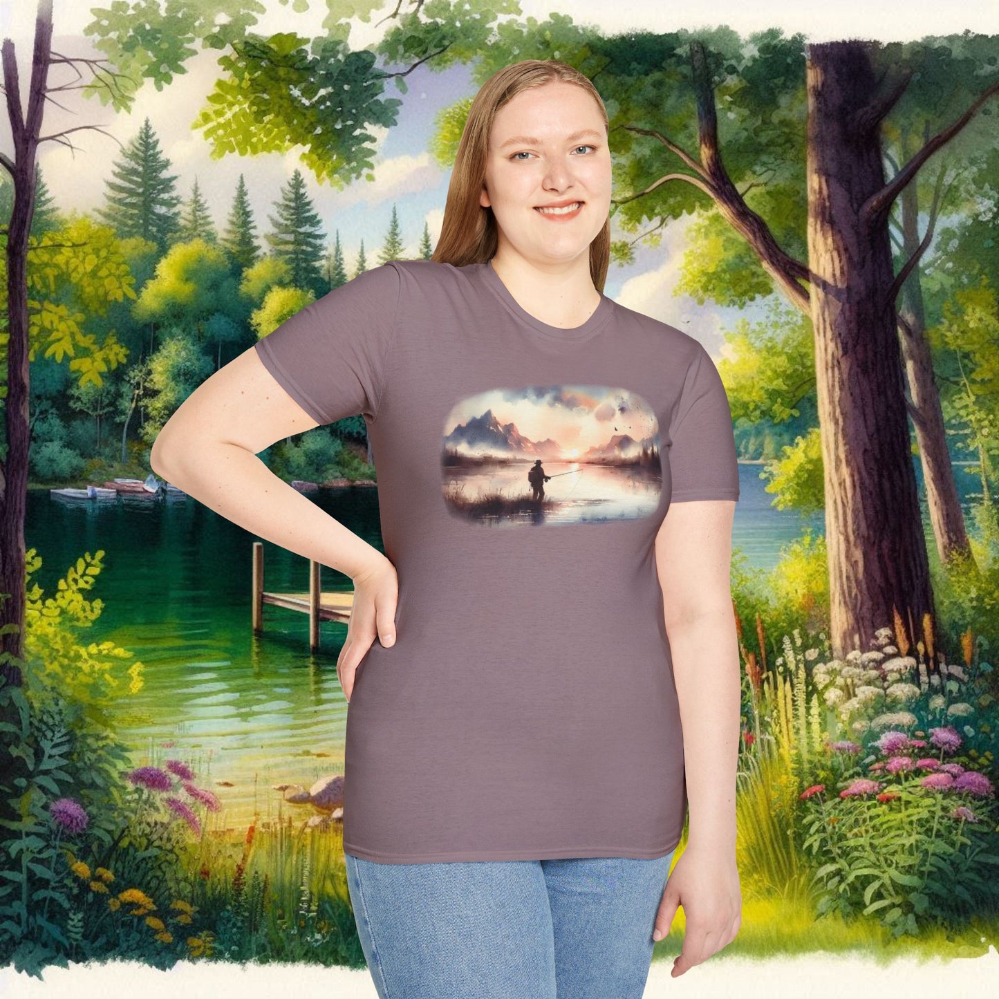 Alone Fishing Tee Unisex Softstyle T-Shirt