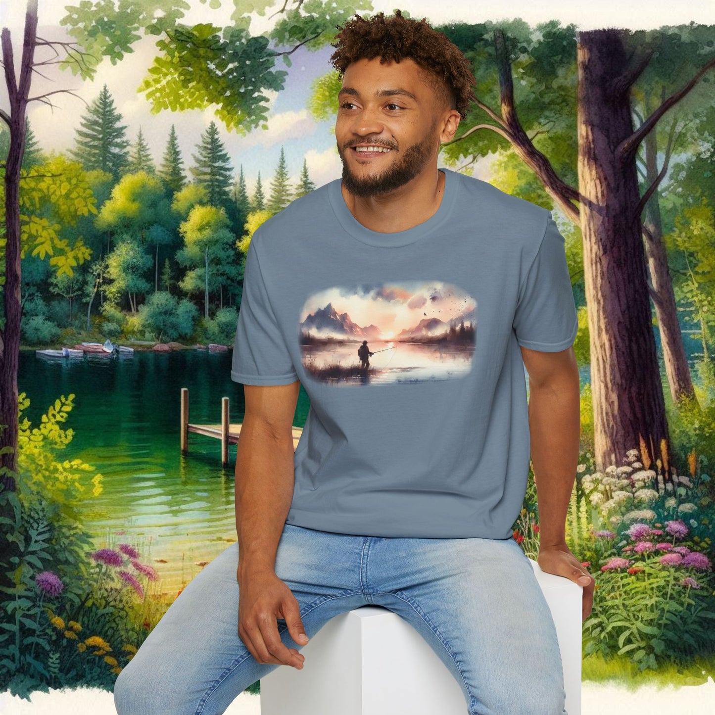 Alone Fishing Tee Unisex Softstyle T-Shirt