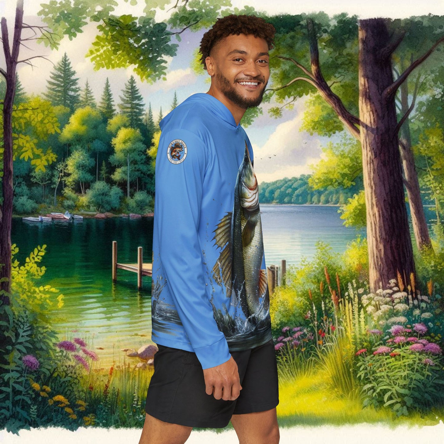 Jumping Bass Men's Sports Warmup Hoodie (AOP)