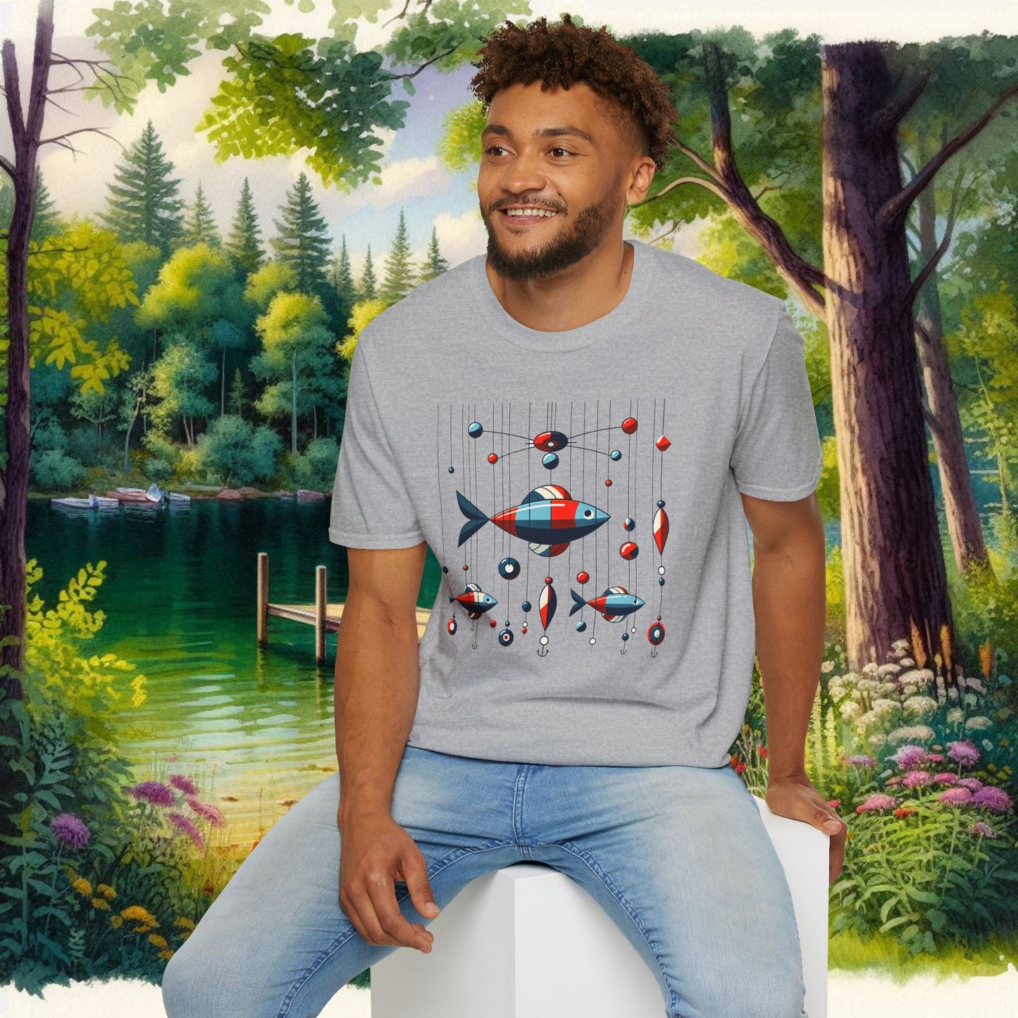 Mobile Fishing Unisex Softstyle T-Shirt