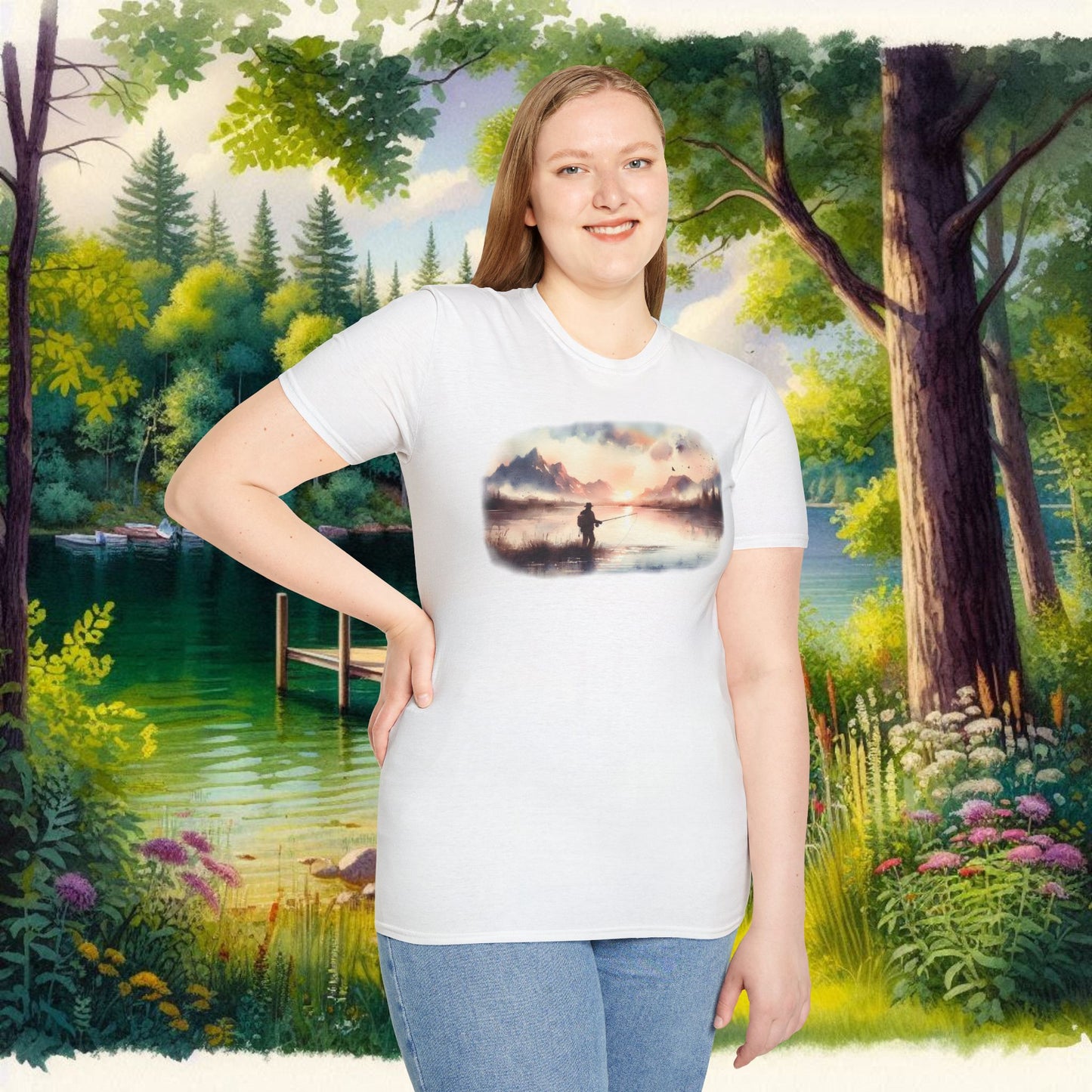 Alone Fishing Tee Unisex Softstyle T-Shirt