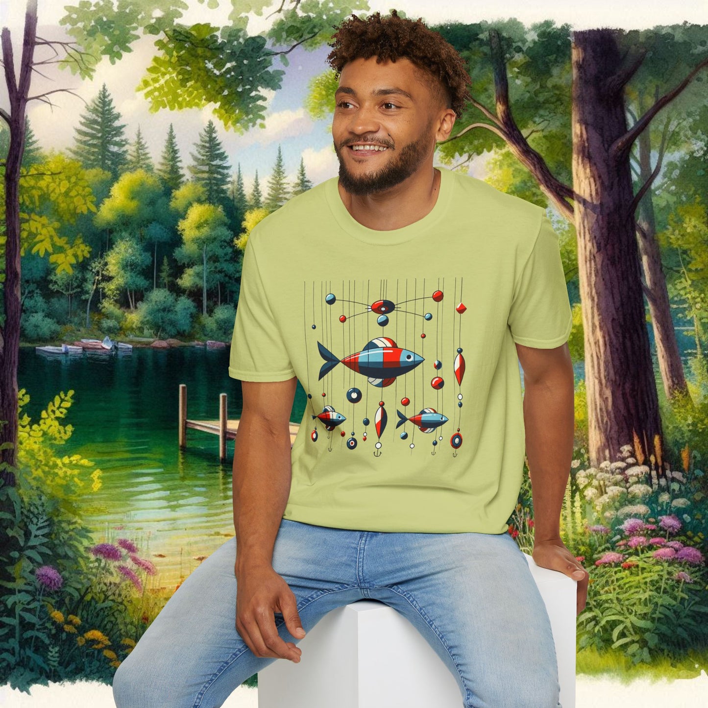 Mobile Fishing Unisex Softstyle T-Shirt