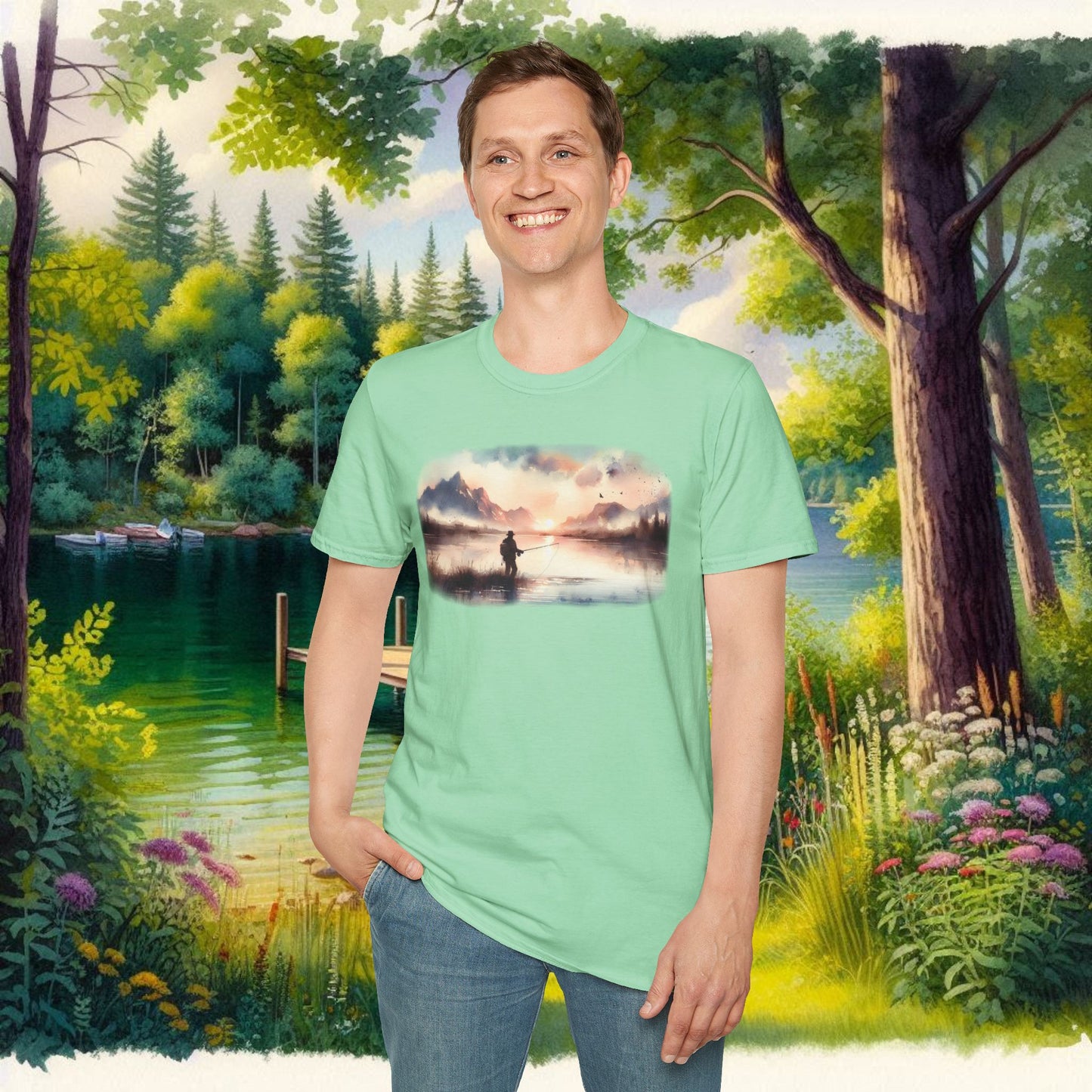 Alone Fishing Tee Unisex Softstyle T-Shirt