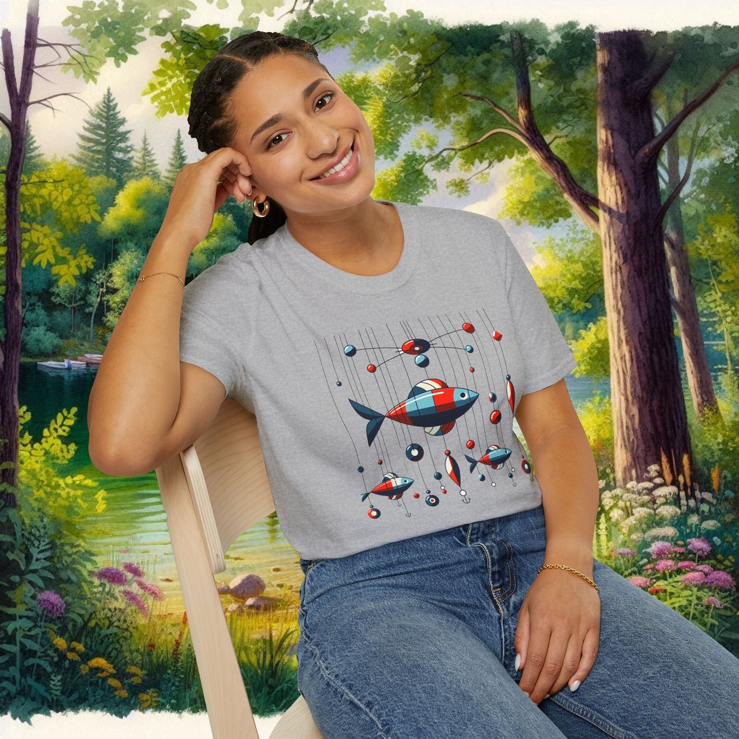 Mobile Fishing Unisex Softstyle T-Shirt