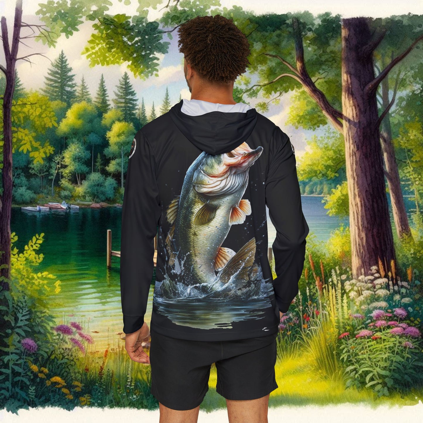 Jumping Bass Men's Sports Warmup Hoodie (AOP)