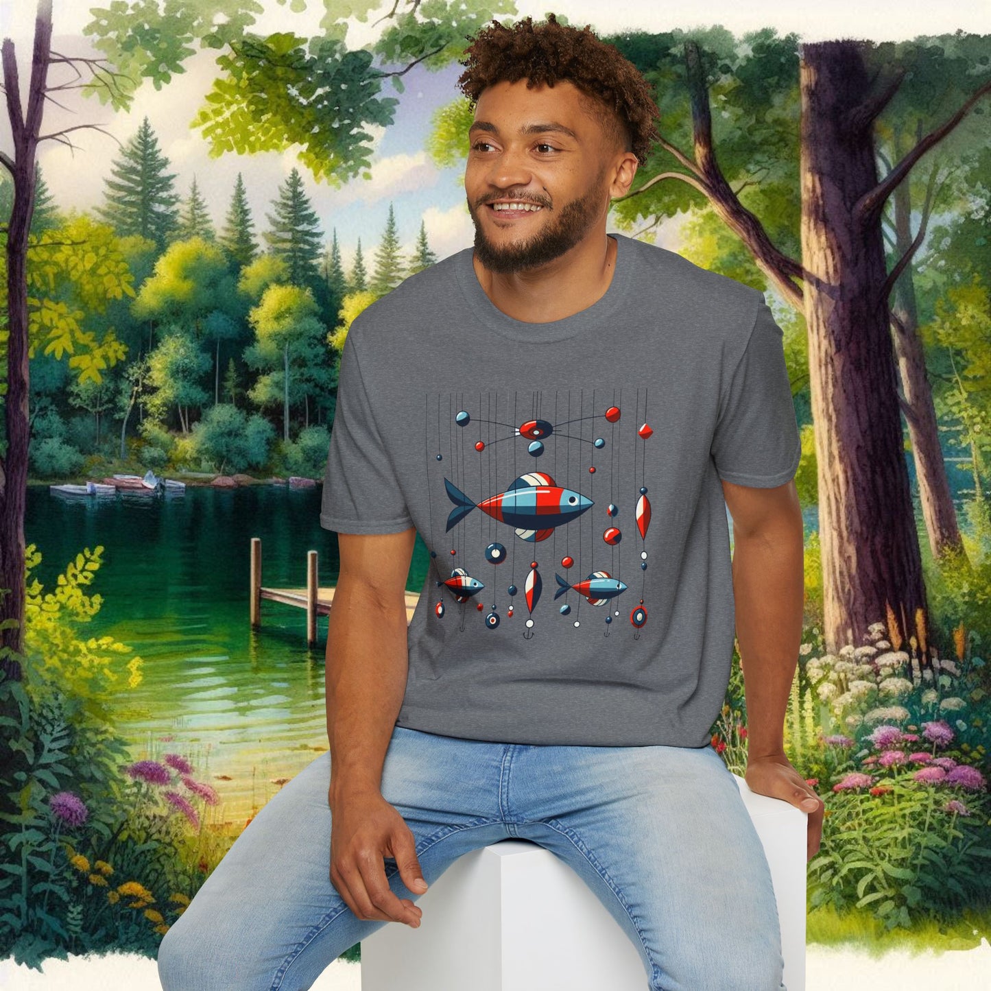 Mobile Fishing Unisex Softstyle T-Shirt