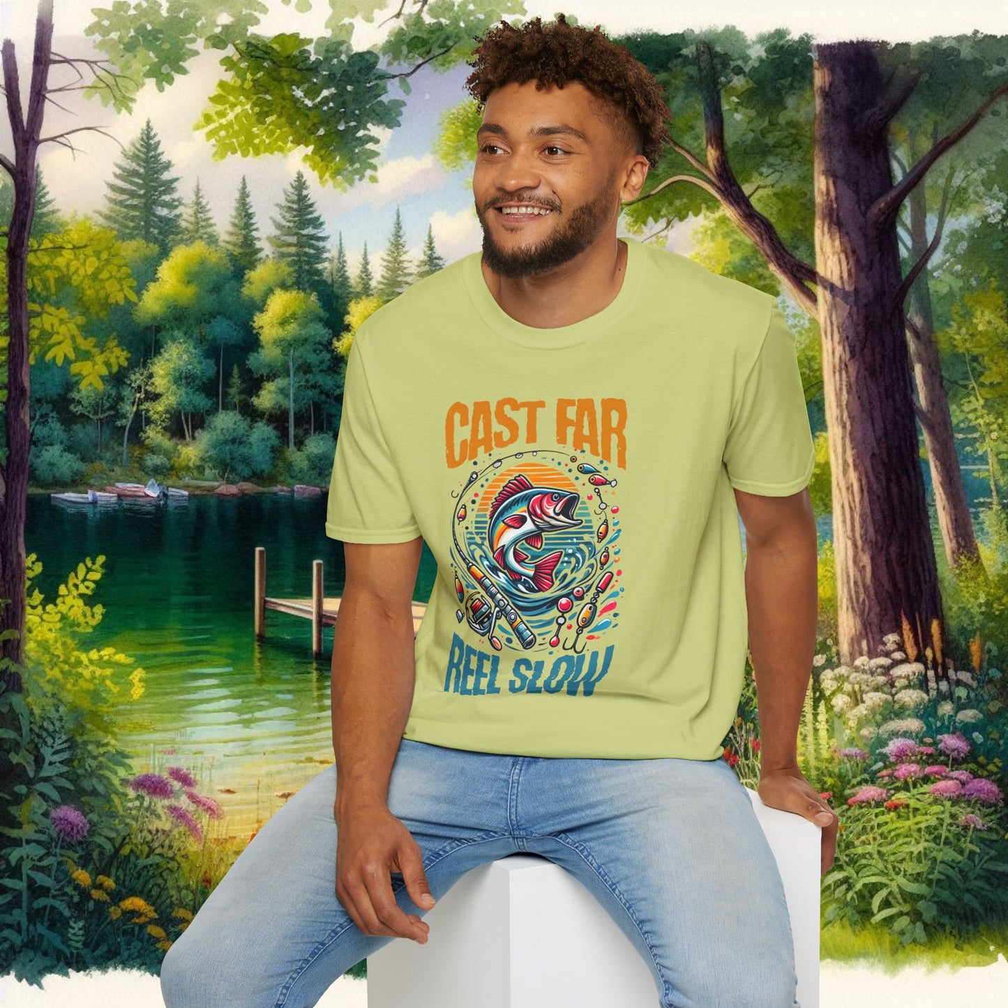Fishing Enthusiast T-Shirt - Cast Far Reel Slow