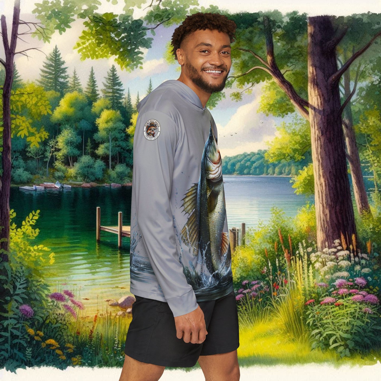 Jumping Bass Men's Sports Warmup Hoodie (AOP)