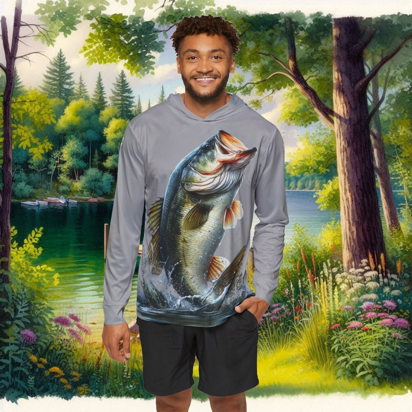 Jumping Bass Men's Sports Warmup Hoodie (AOP)