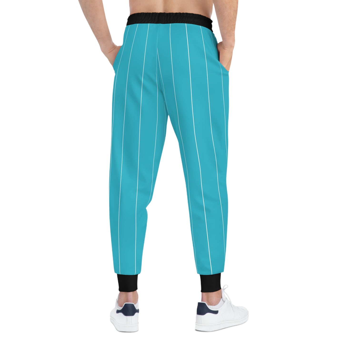Baseball Pinstripe Athletic Joggers — Teal Aqua Baseball Pants