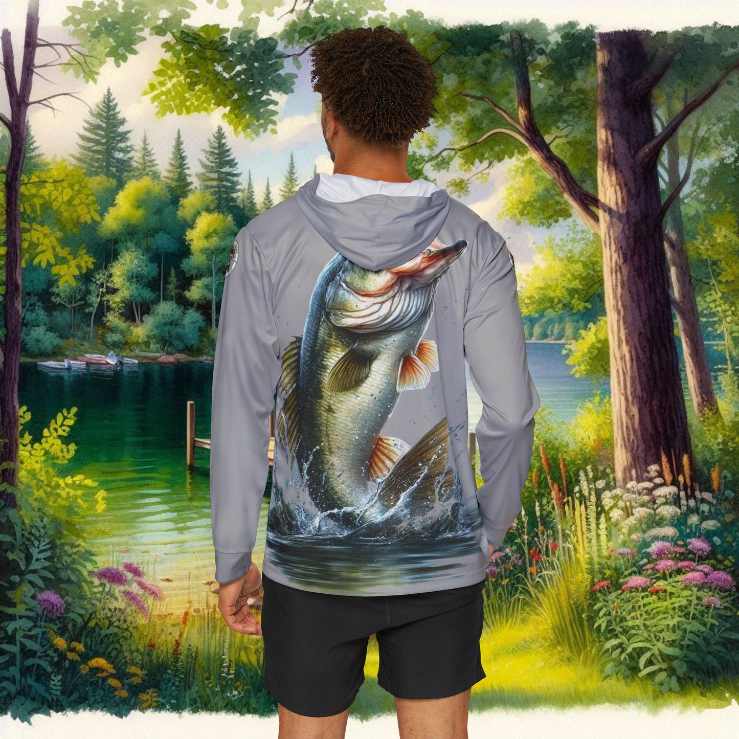 Jumping Bass Men's Sports Warmup Hoodie (AOP)