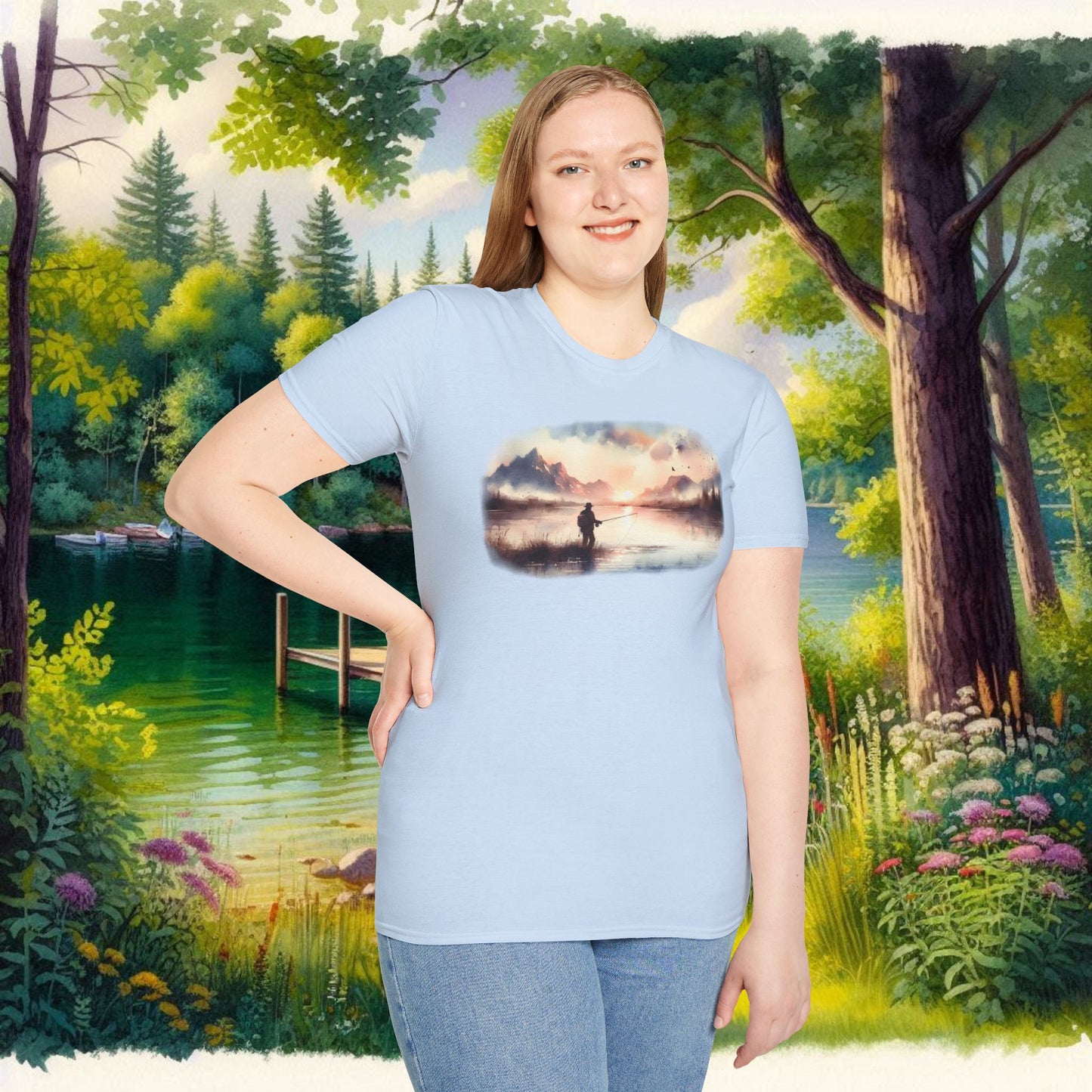 Alone Fishing Tee Unisex Softstyle T-Shirt