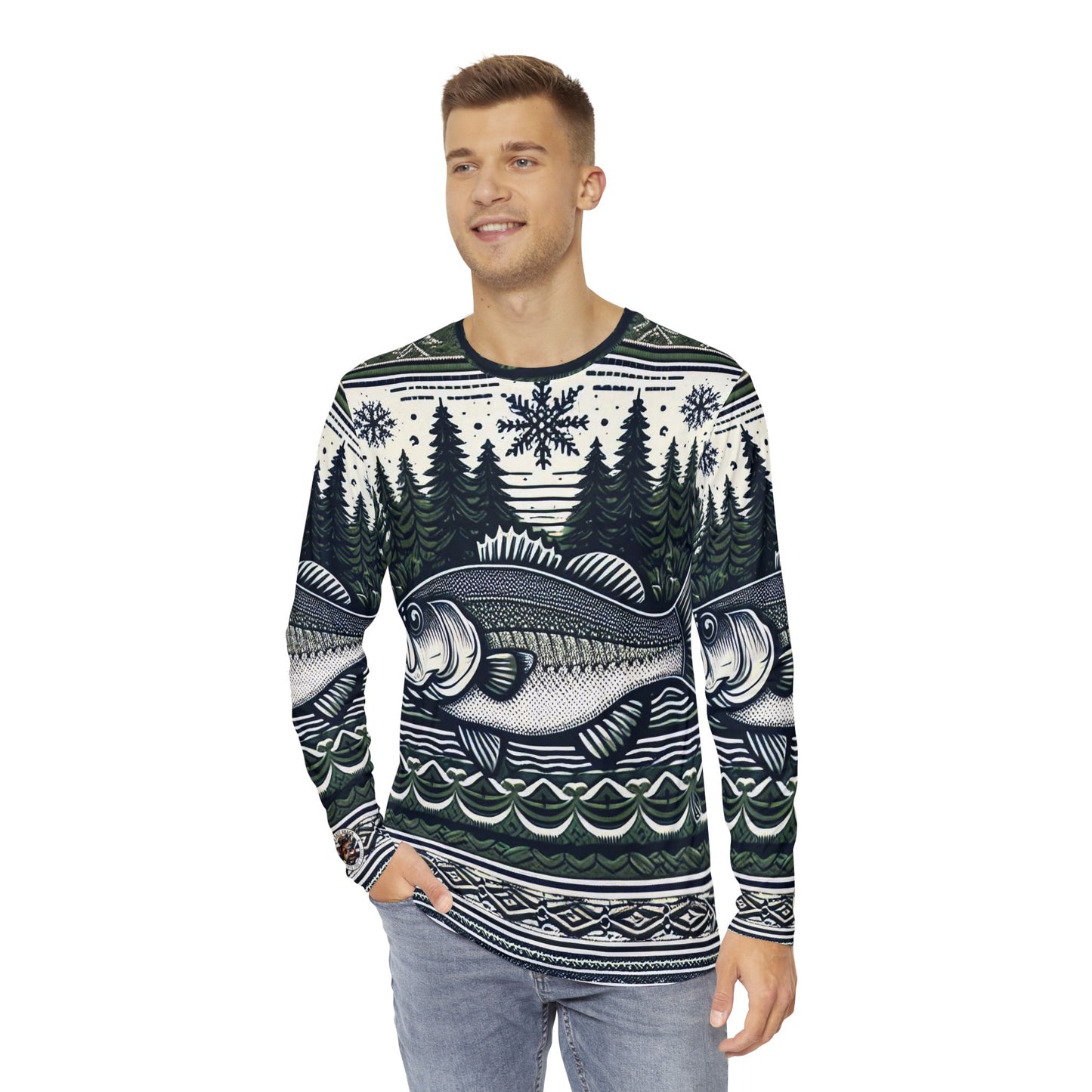 Long Sleeve Shirt Bub's Bait Shack Green Bass Ugly Christmas Sweater
