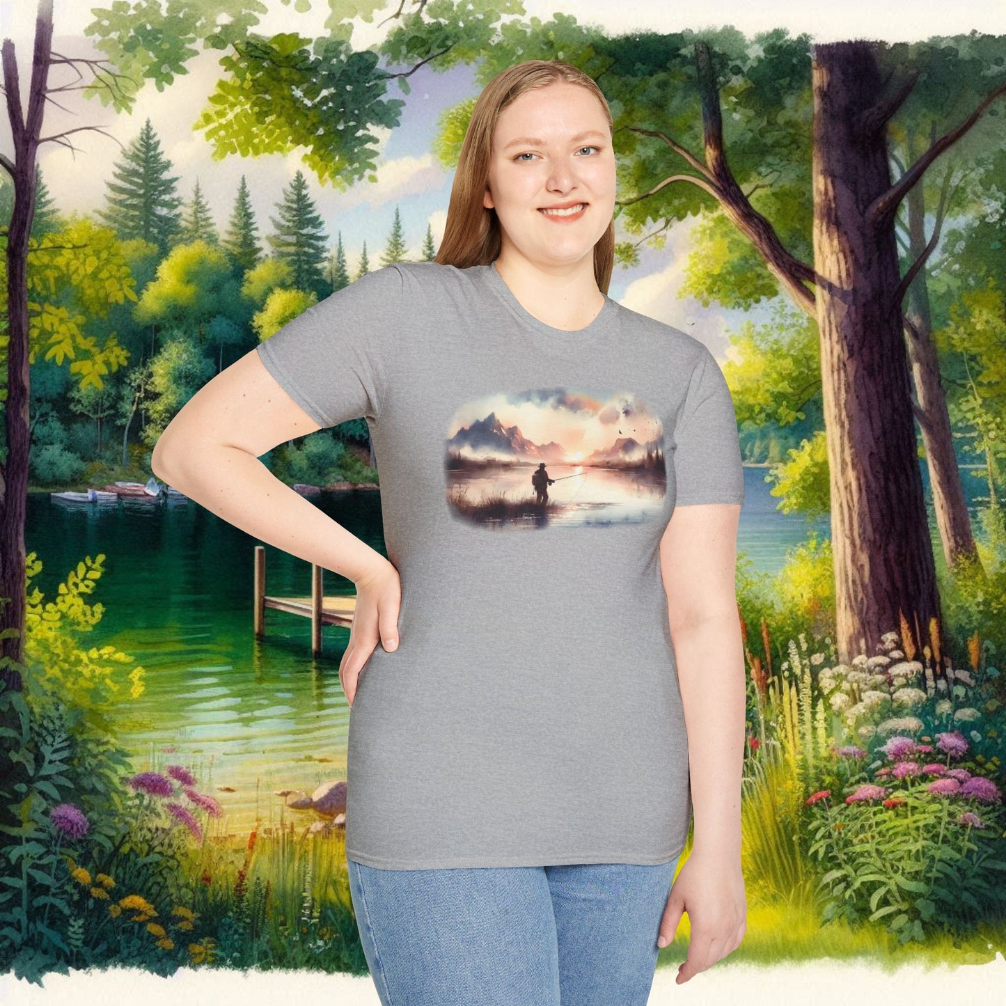 Alone Fishing Tee Unisex Softstyle T-Shirt