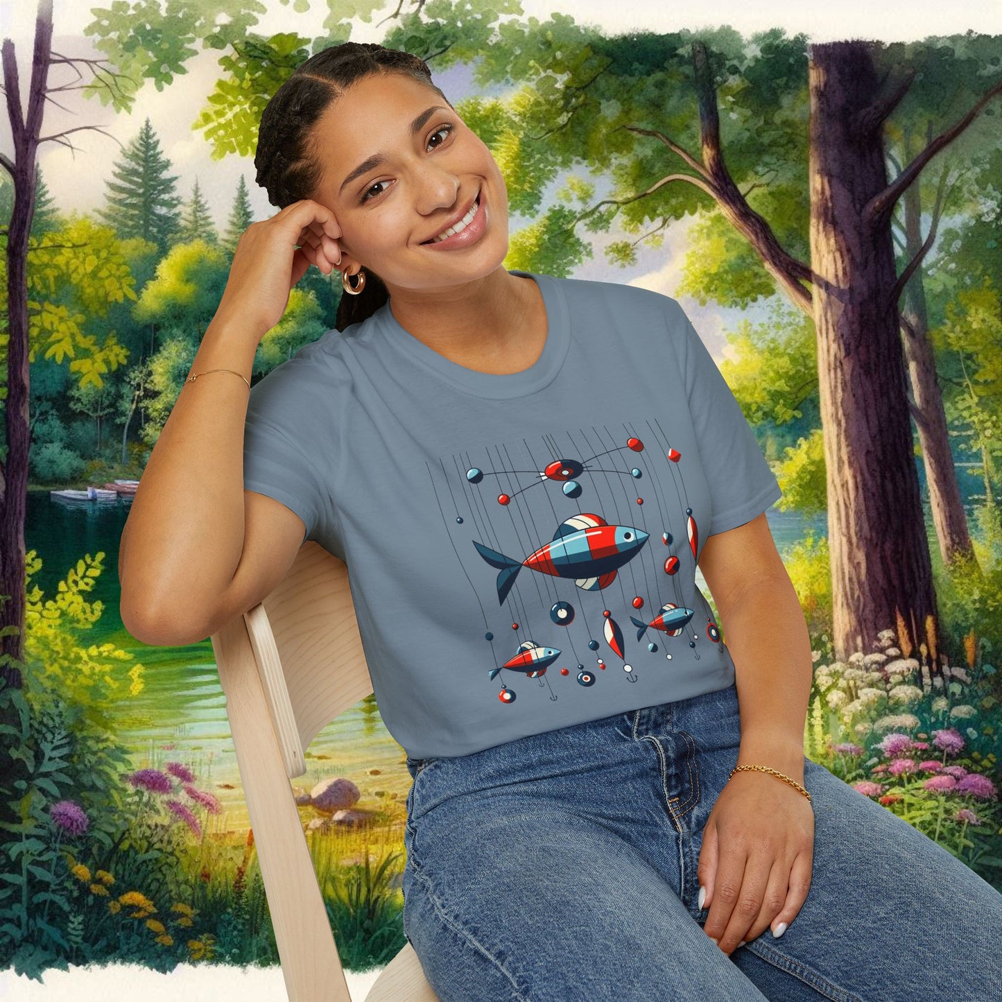 Mobile Fishing Unisex Softstyle T-Shirt