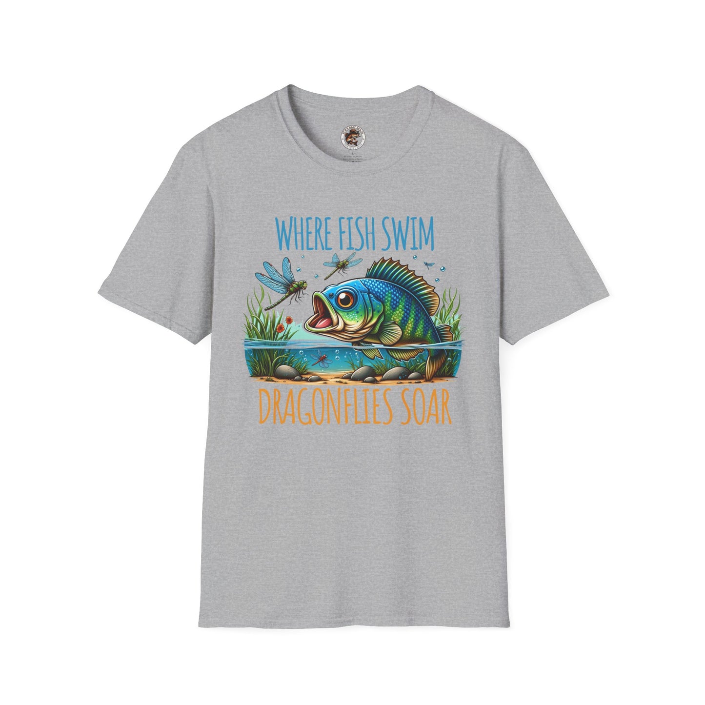 Where Fish Swim, Dragonflies Soar Design T-shirt