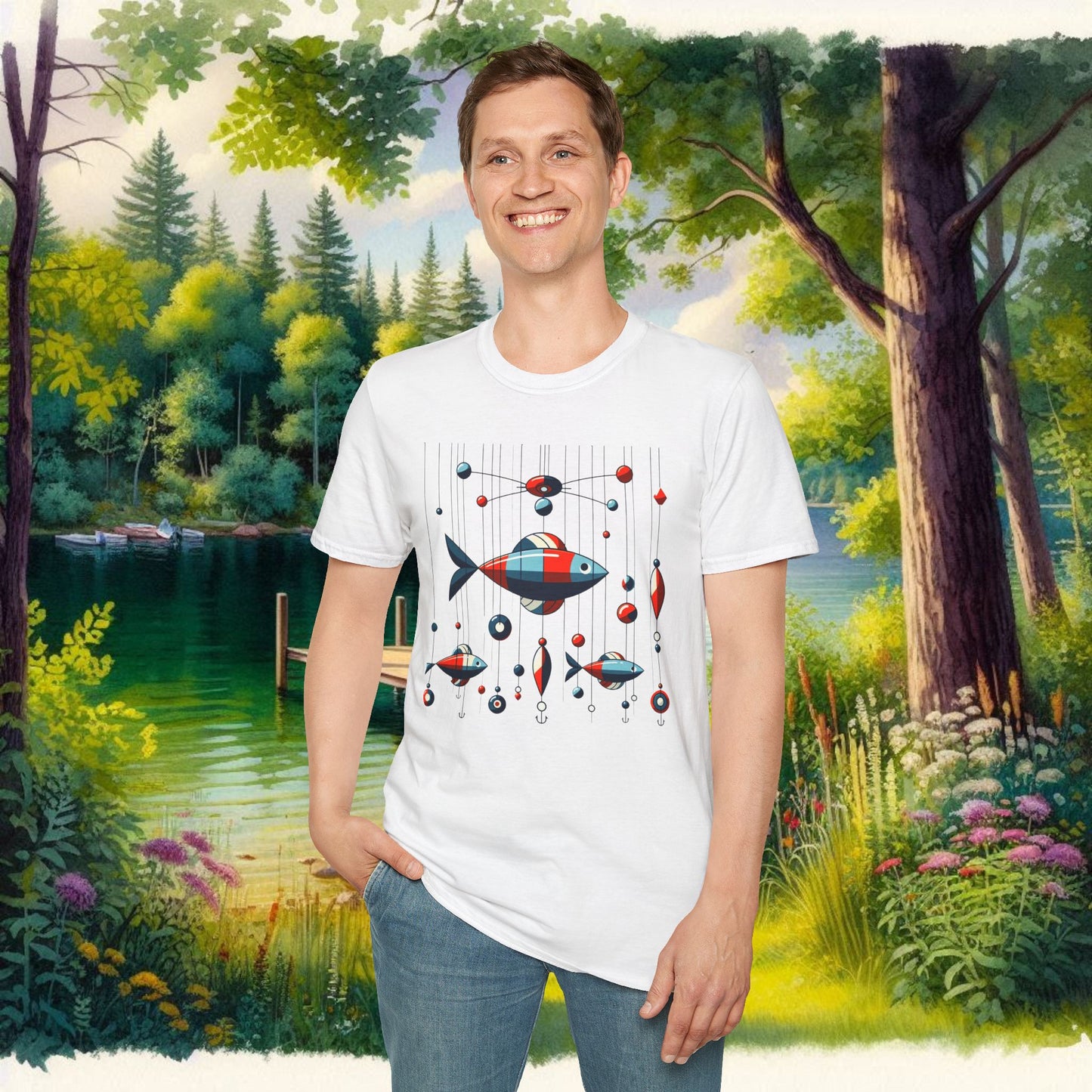 Mobile Fishing Unisex Softstyle T-Shirt