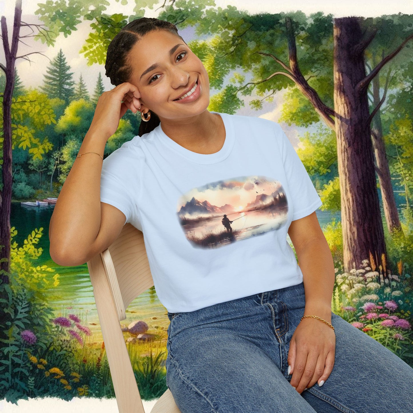 Alone Fishing Tee Unisex Softstyle T-Shirt