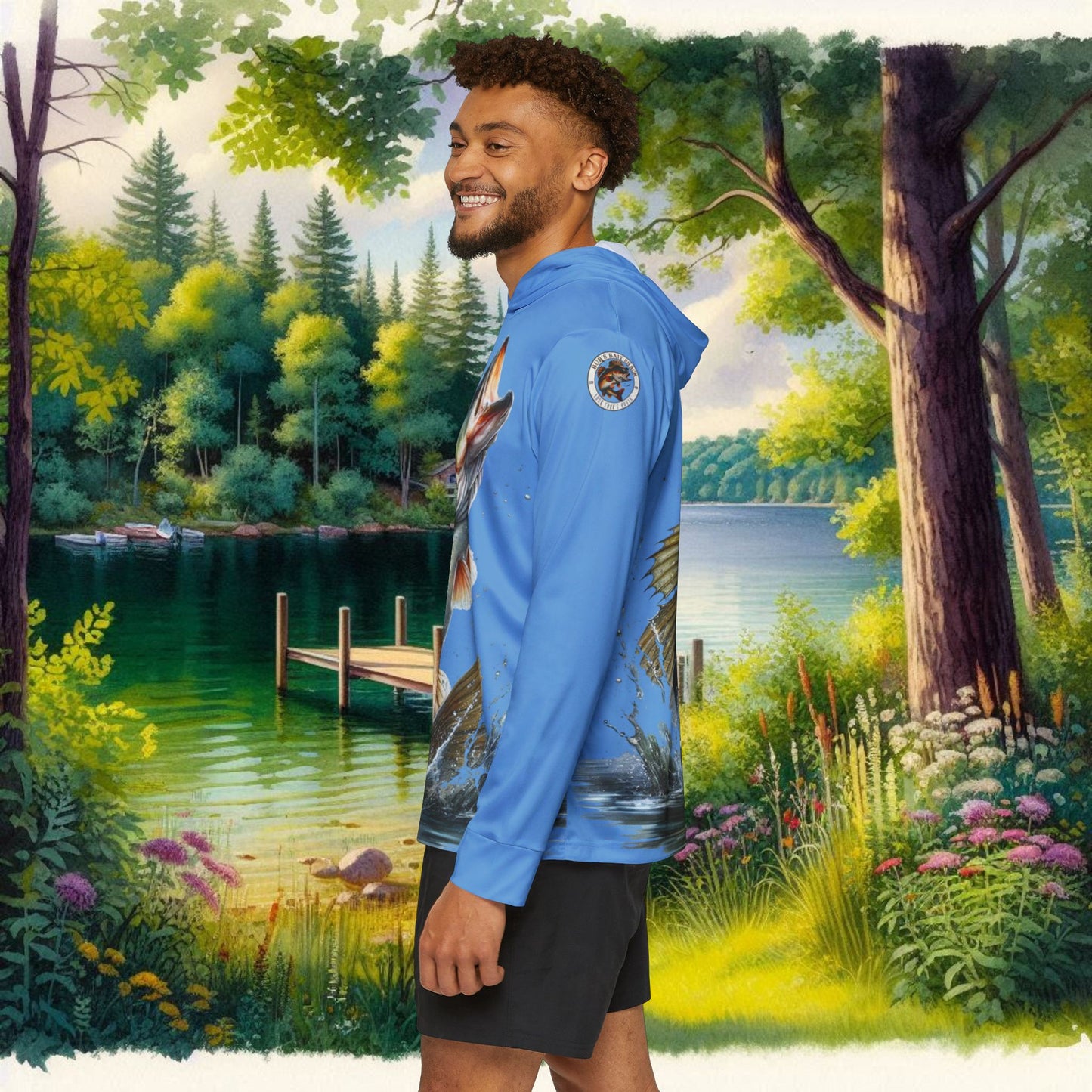 Jumping Bass Men's Sports Warmup Hoodie (AOP)