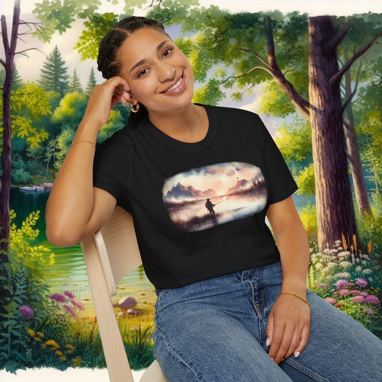 Alone Fishing Tee Unisex Softstyle T-Shirt