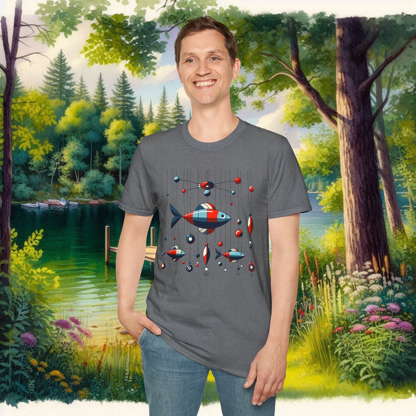 Mobile Fishing Unisex Softstyle T-Shirt