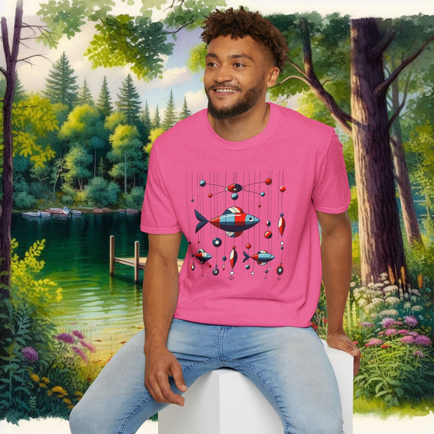 Mobile Fishing Unisex Softstyle T-Shirt