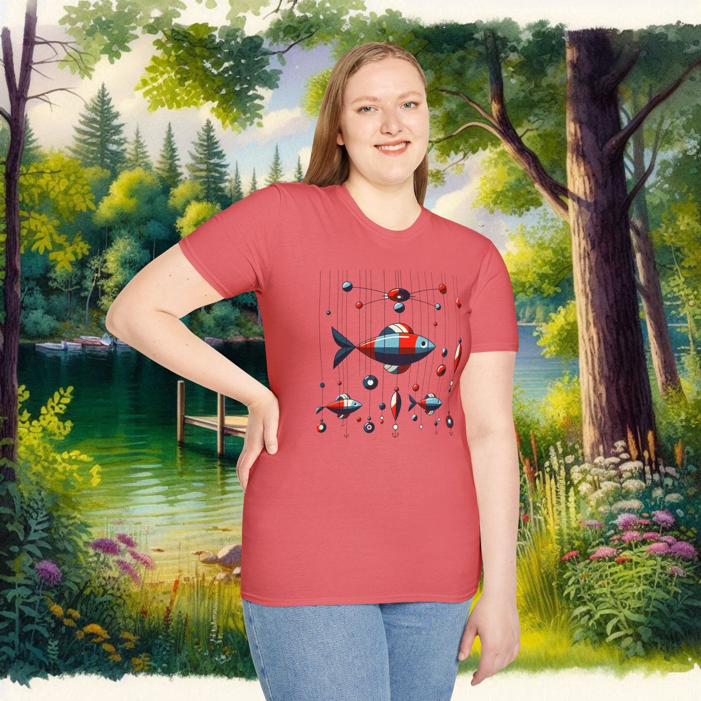 Mobile Fishing Unisex Softstyle T-Shirt