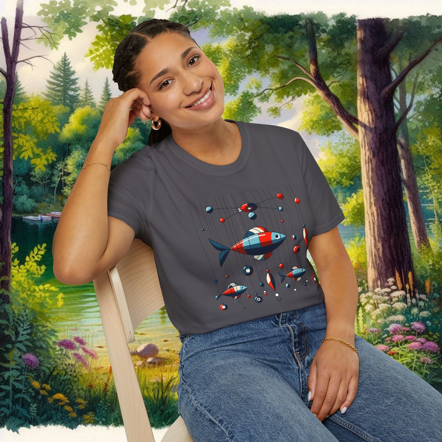 Mobile Fishing Unisex Softstyle T-Shirt