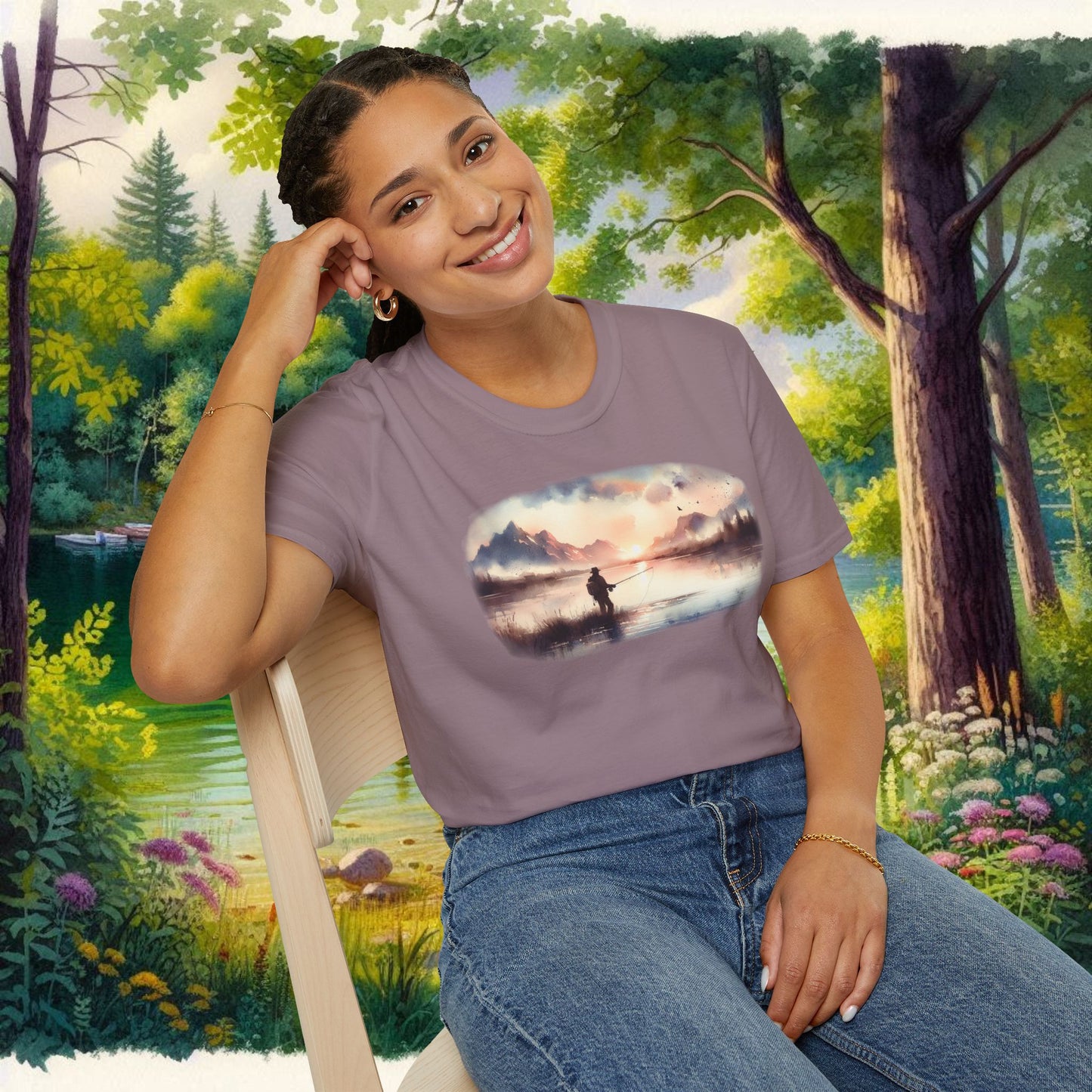 Alone Fishing Tee Unisex Softstyle T-Shirt