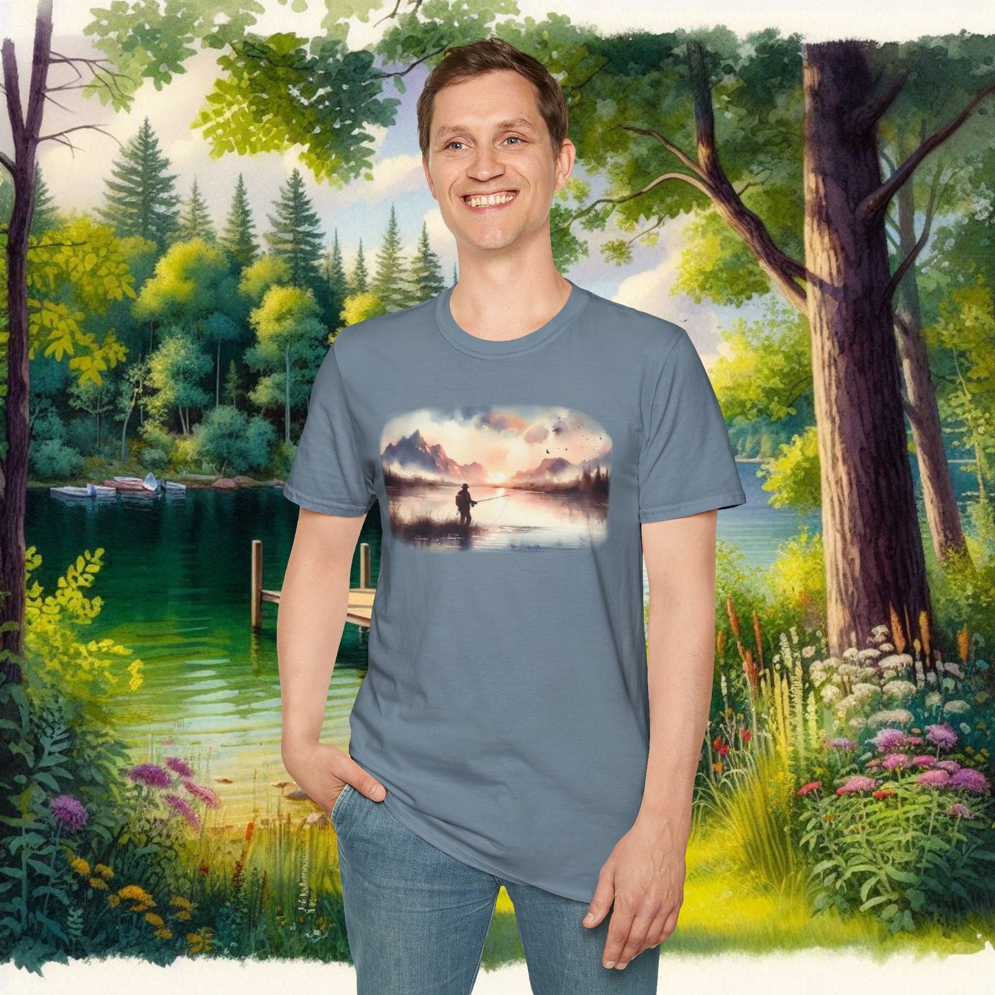 Alone Fishing Tee Unisex Softstyle T-Shirt