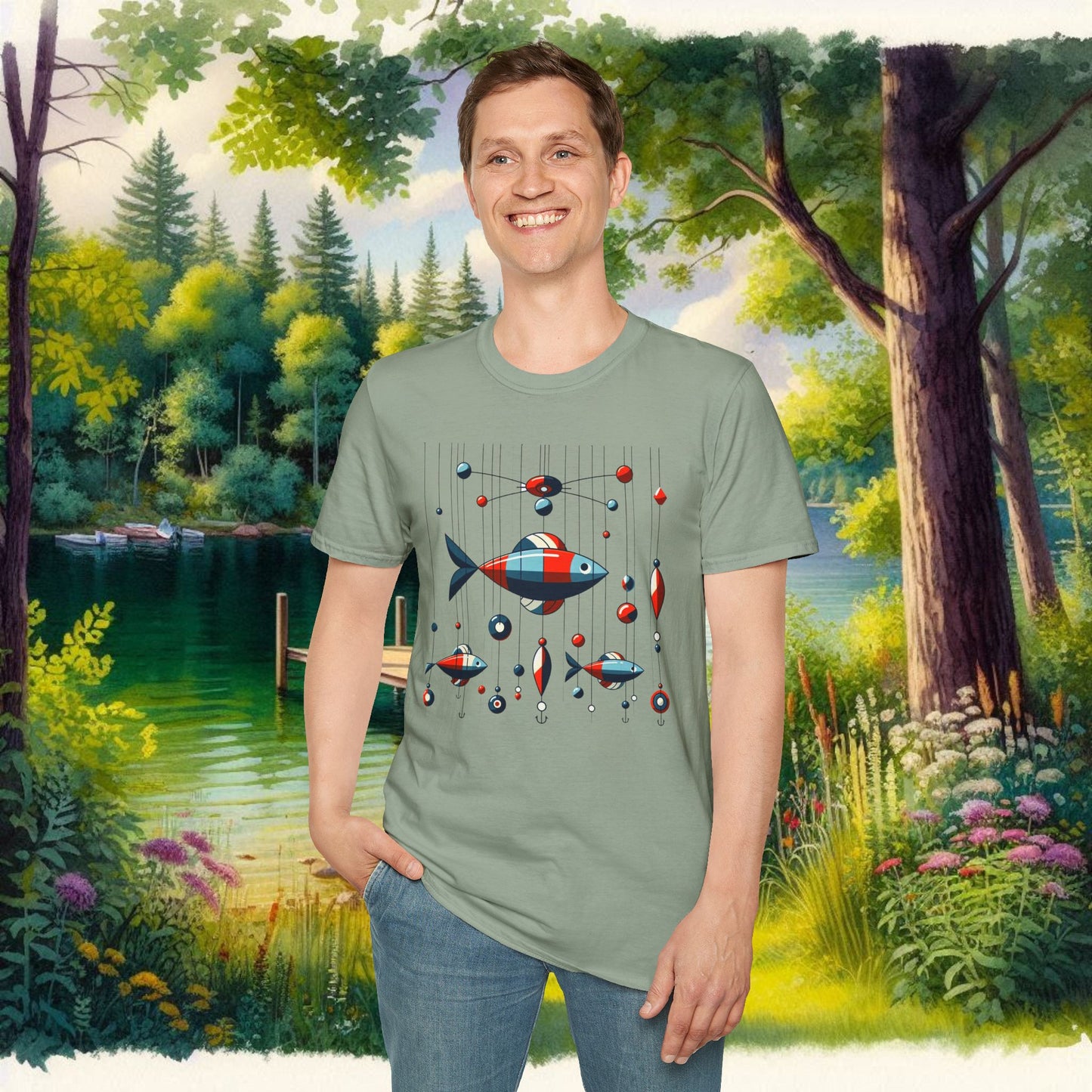 Mobile Fishing Unisex Softstyle T-Shirt