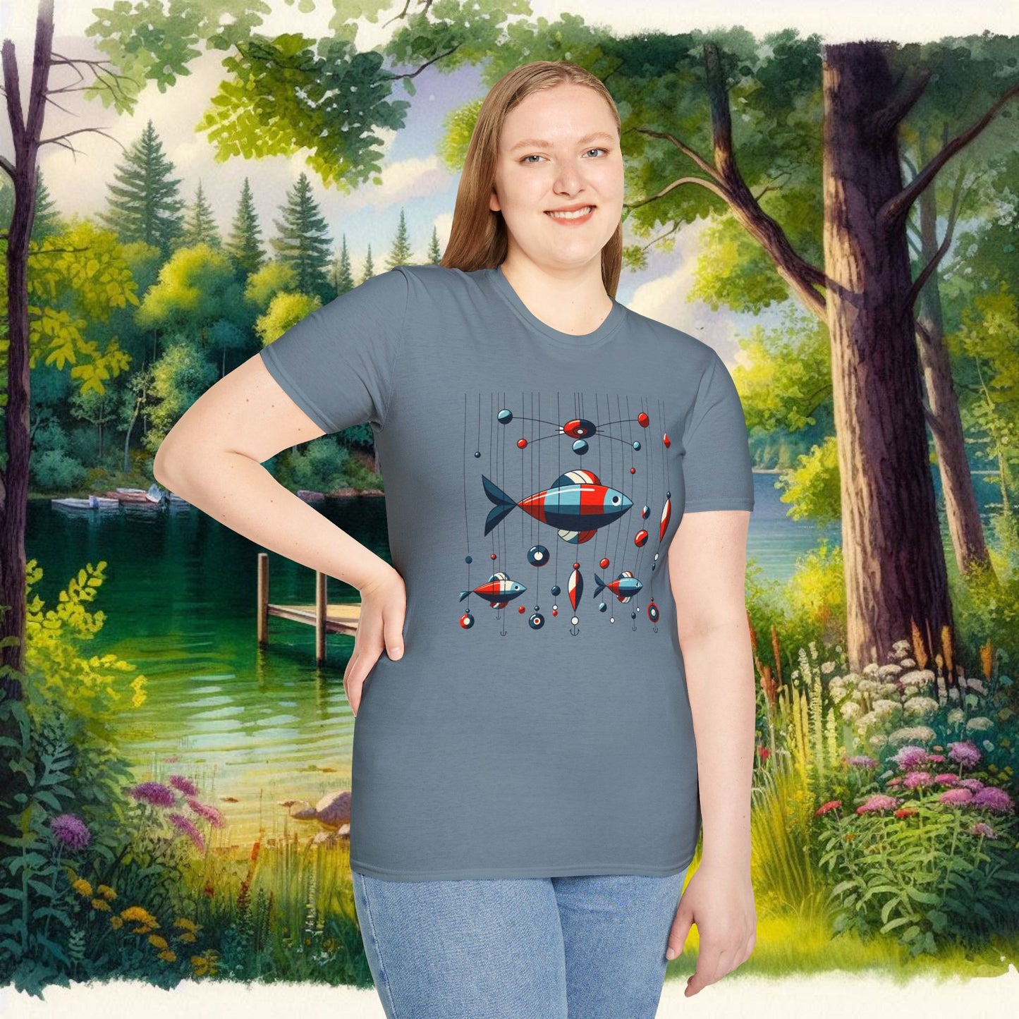 Mobile Fishing Unisex Softstyle T-Shirt
