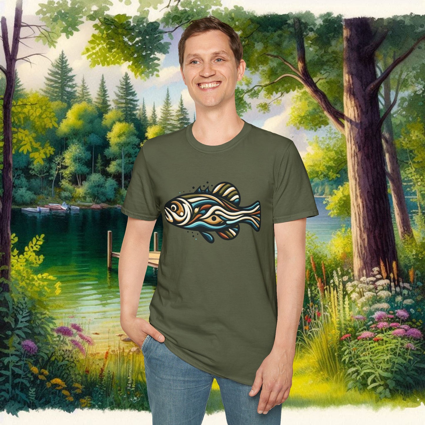 Painted Bass Shirt Unisex Softstyle T-Shirt