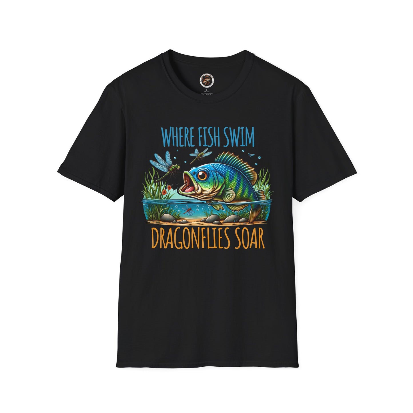 Where Fish Swim, Dragonflies Soar Design T-shirt