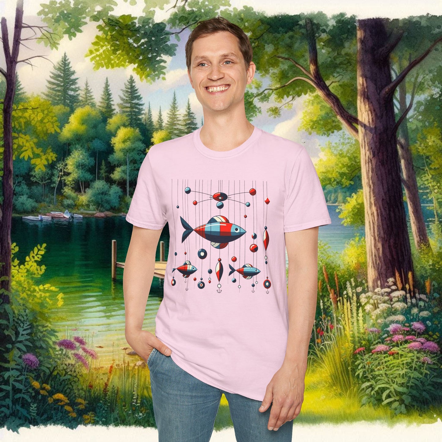 Mobile Fishing Unisex Softstyle T-Shirt