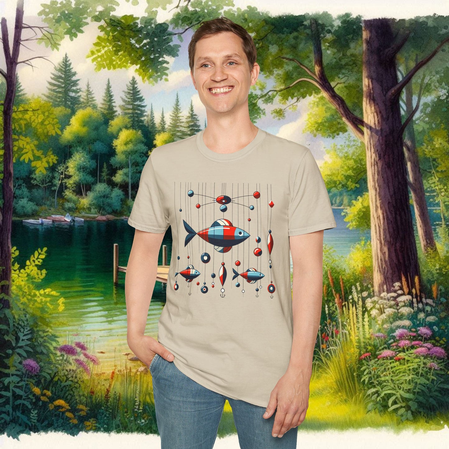 Mobile Fishing Unisex Softstyle T-Shirt