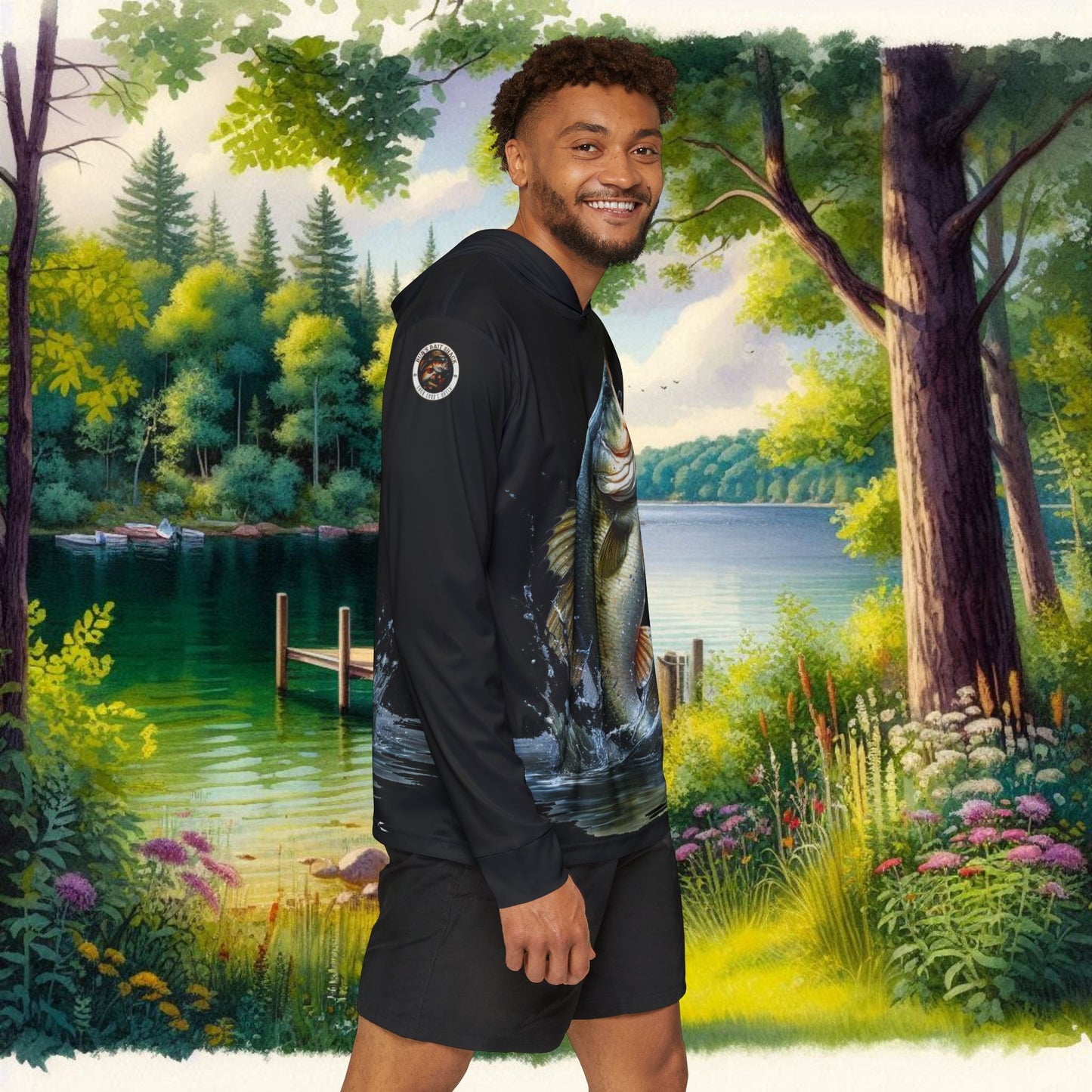 Jumping Bass Men's Sports Warmup Hoodie (AOP)