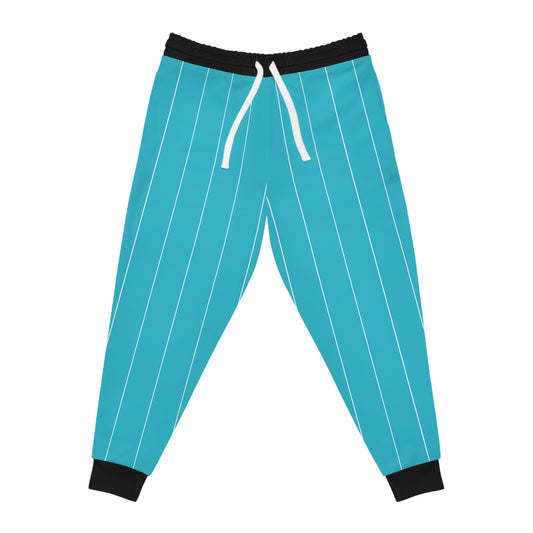 Baseball Pinstripe Athletic Joggers — Teal Aqua Baseball Pants