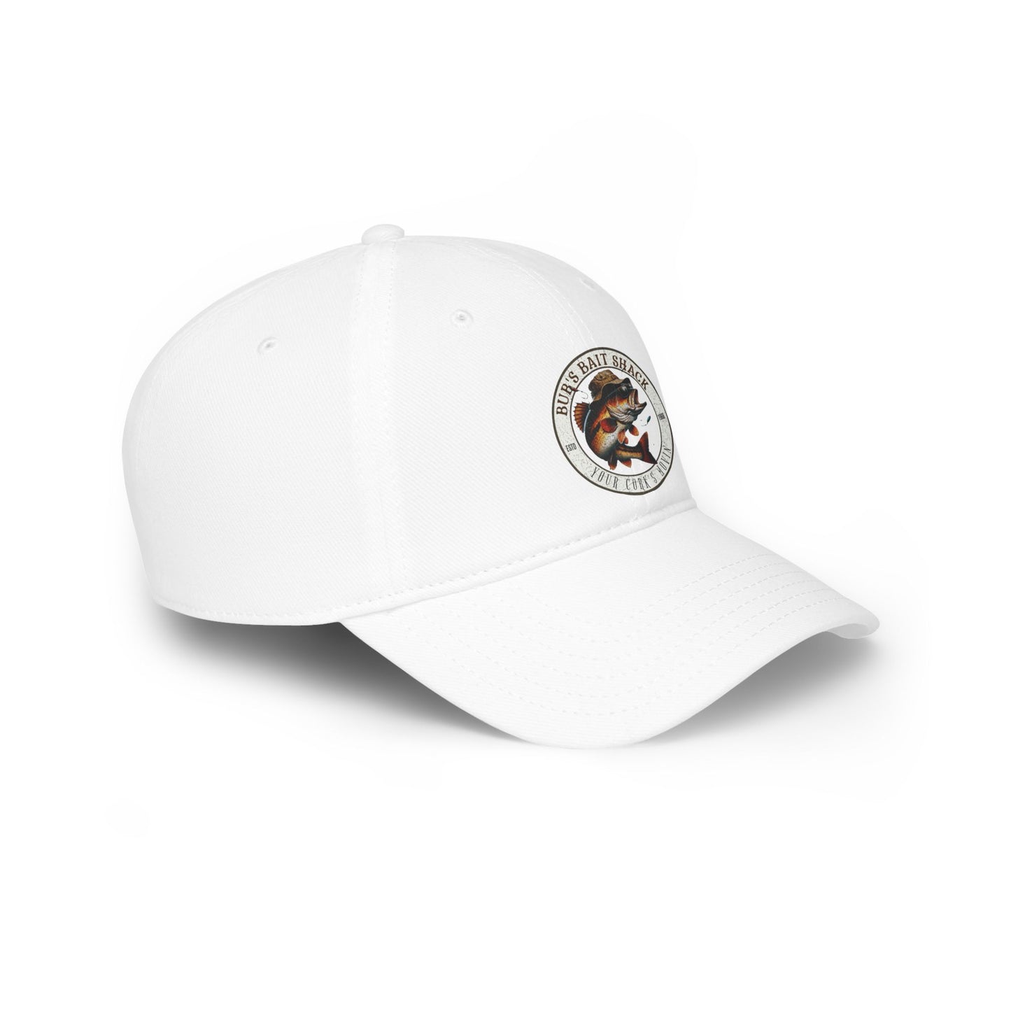 Bubs Bait Shack Low Profile Baseball Cap — White BBS Logo