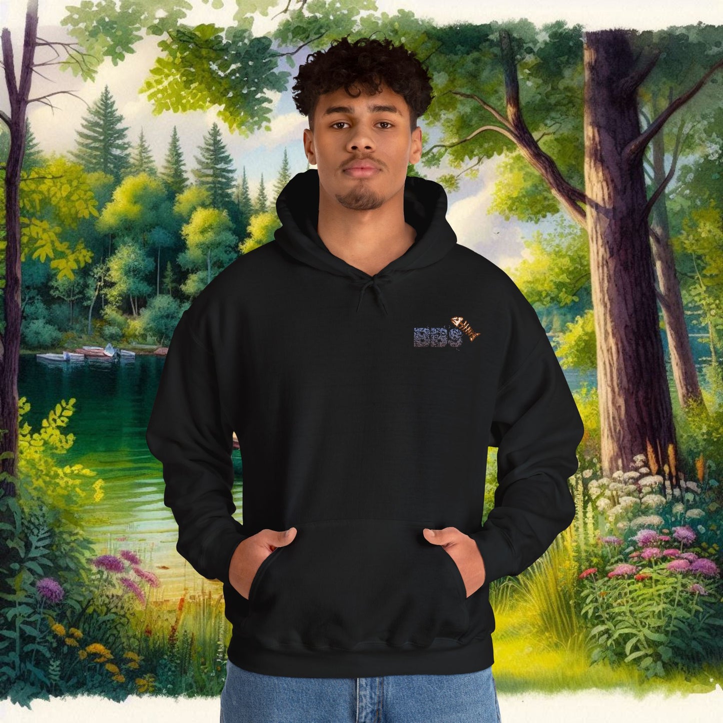BBS Woodcut Bass Heavy Blend™ Hooded Sweatshirt